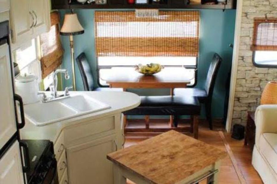 5th wheel camper makeover - kitchen and dining area