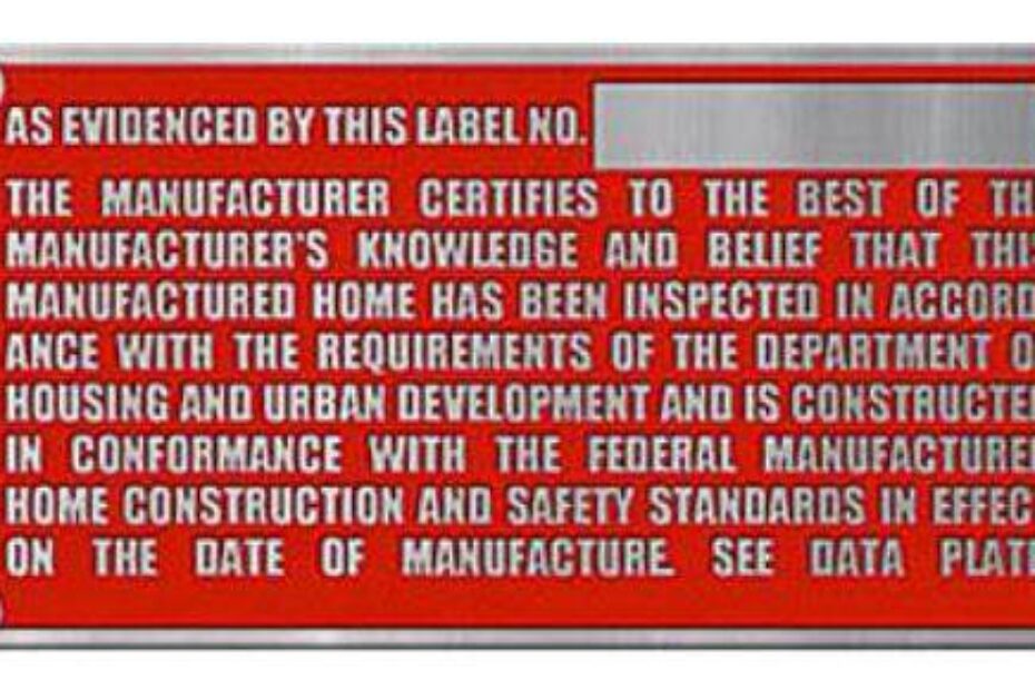 example of a hud construction code label for a manufactured home