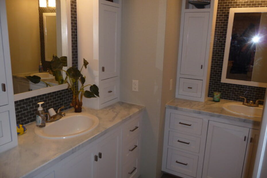 mobile home bathroom before and after-finished look
