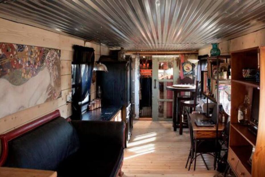 shabby-chic spartan - vintage single wide mobile home - affordable interior remodel