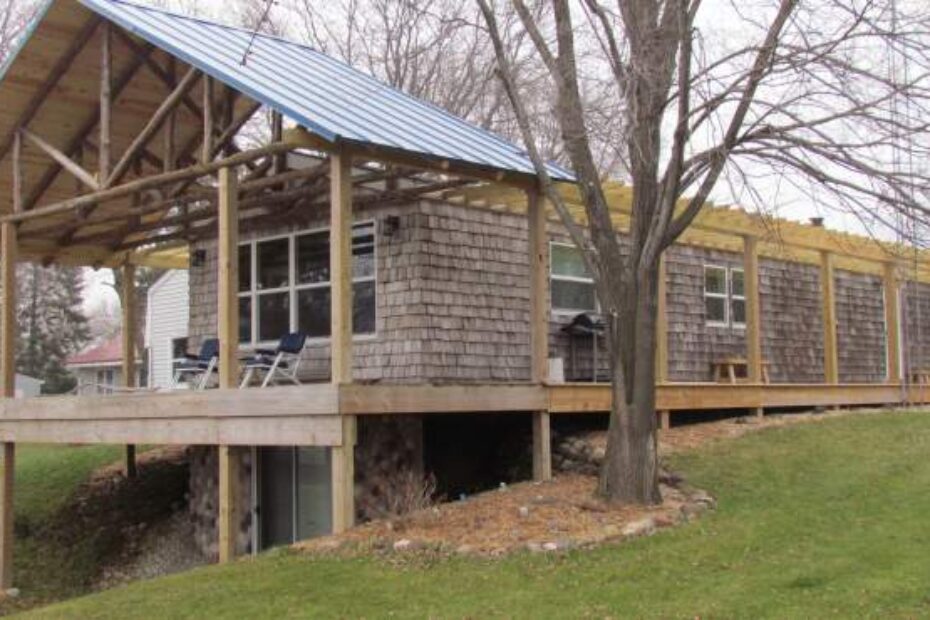 single wide exterior remodel - deck roofing,