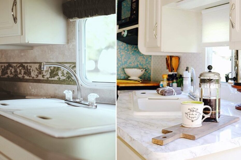 camper decorating ideas-5th wheel sink