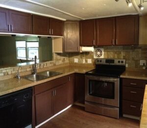 kitchen before mobile home remodel