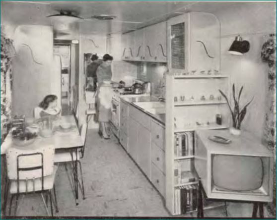 1955 Straight Line Kitchen - American mobile Home