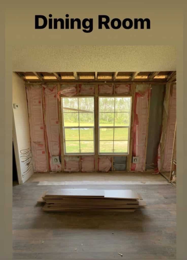 Buccaneer double wide remodel dining room gutted