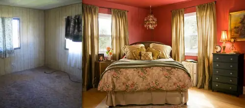 interior designer's manufactured home remodel - before and after photos of manufactured home remodel - master bedroom before and after