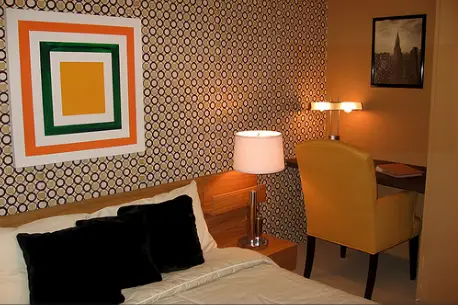 unique mobile home decorating ideas - geometric bedroom 