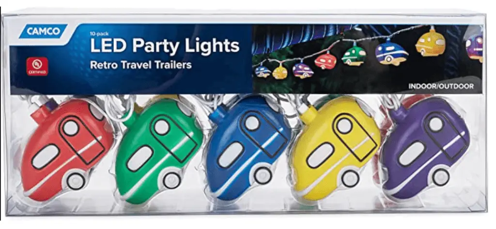Amazon. Com camco retro travel trailer party lights features an 8 strand with 10 travel trailer lights perfect for rv awnings and campsite décor 42655 automotive 1