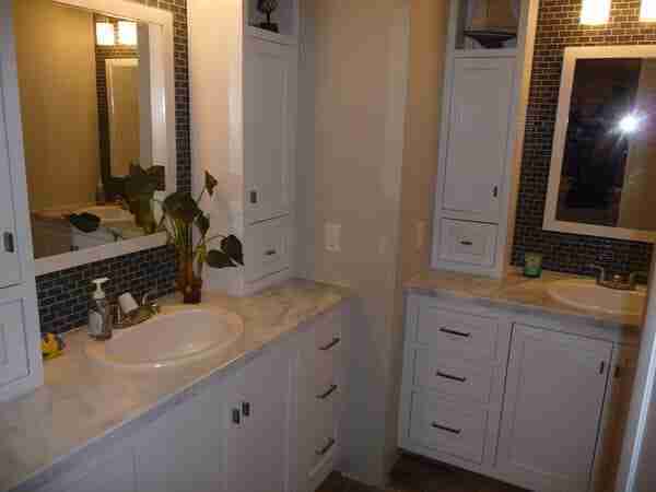 mobile home bathroom before and after-finished look