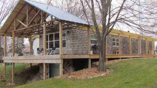 single wide exterior remodel - deck roofing,