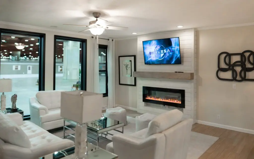 Adventure homes white fireplace 1