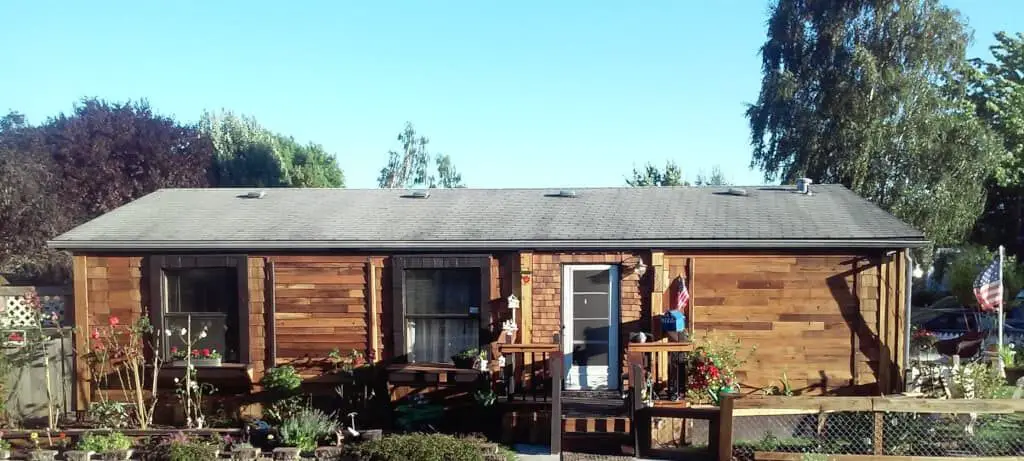 Cedar siding on manufactured homes: $500 reclaimed siding remodel