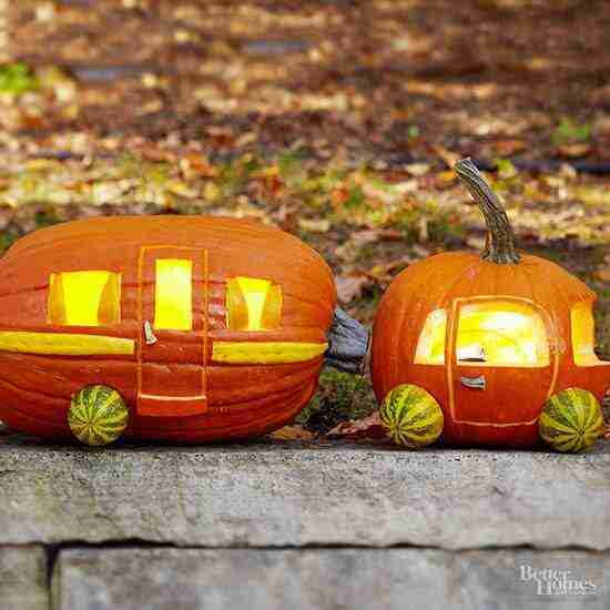 car and camper pumpkin project - DIY Fall decorating ideas