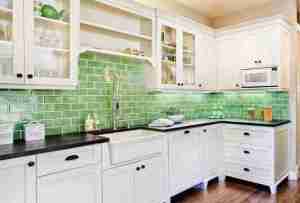 Green Subway Tile Backsplash In Mobile Home 1
