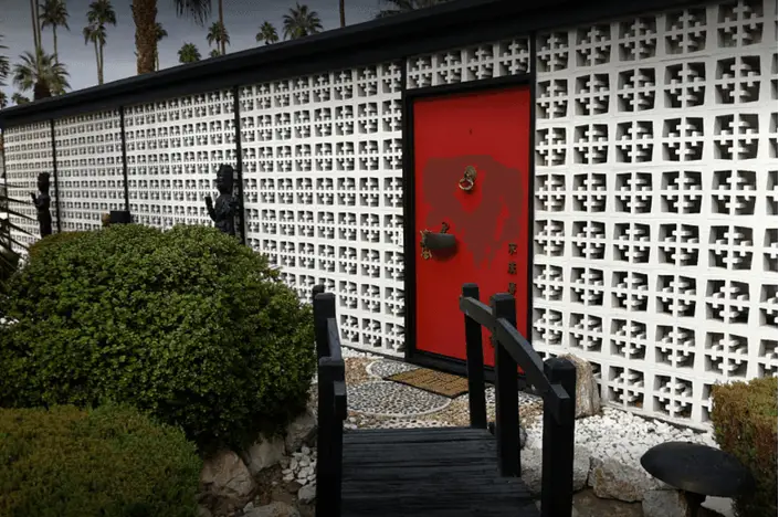Iconic vintage mobile home - red front door