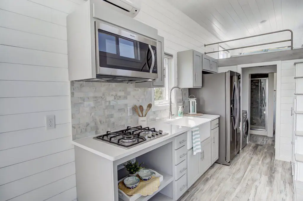 modern tiny homes custom shiplap kitchen
