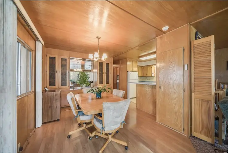 real wood paneling in a double wide mobile home