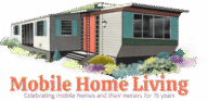 vintage mobile home with text Mobile Home Living