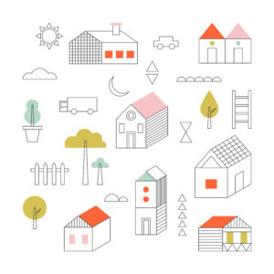 simple lines house icons scaled