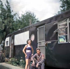 vintage trailer w couple