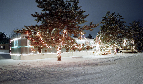 Gorgeous christmas lights on a single wide mobile home