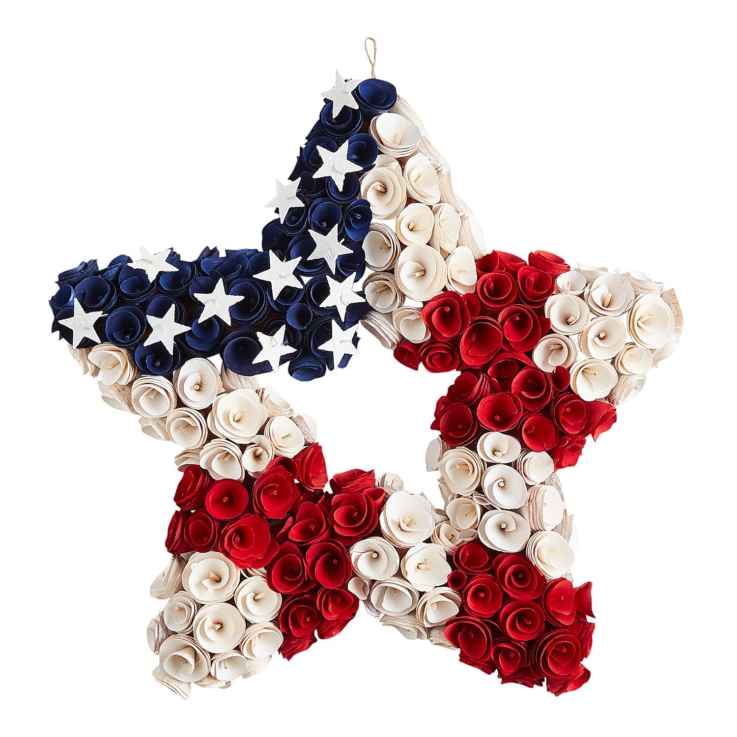 Patriotic Star Wood Curl Wreath