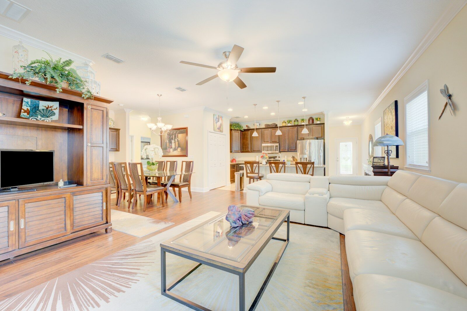 a living room with a fireplace
