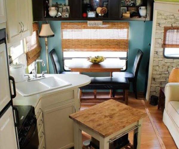 5th wheel camper makeover - kitchen and dining area