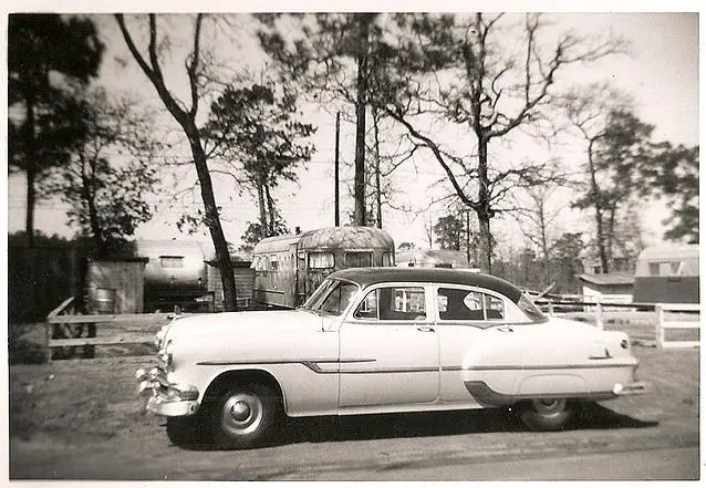 Vintage trailer parks and campground images-atomic hot links ft benning ga 1953 or 55 car