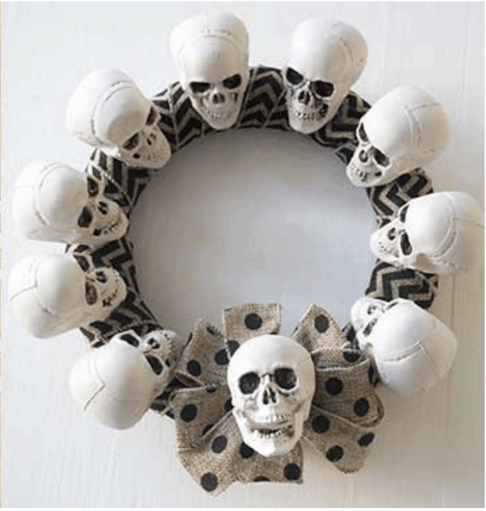 Affordable Halloween Decorations Skeleton Wreath 00001