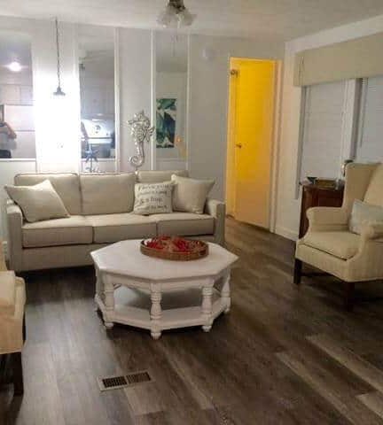 Beautiful $15,000 Single Wide Manufactured Home - gorgeous living room after makeover
