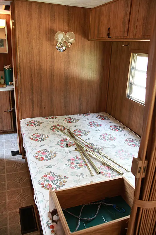 Camper renovation - before - bedroom