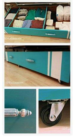 Clever storage ideas for your mobile home - old drawer storage under the bed jpg