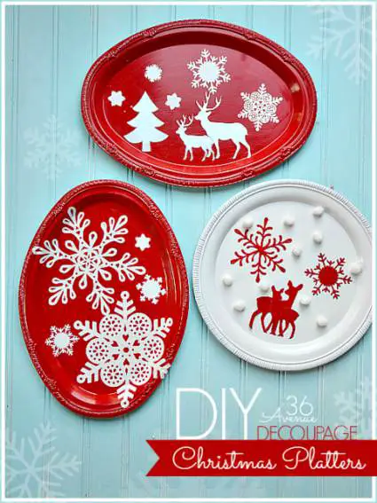 DIY Christmas Decor Ideas - Painted Platters as Wall decor
