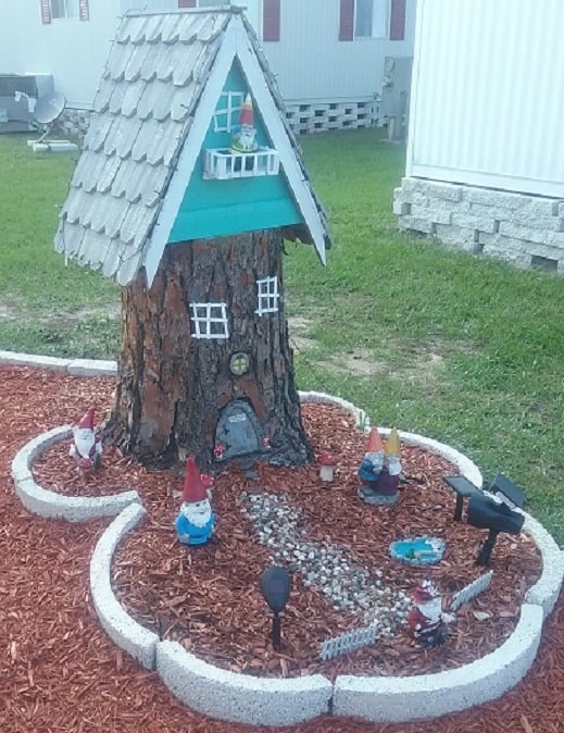 gnome home made from tree stump