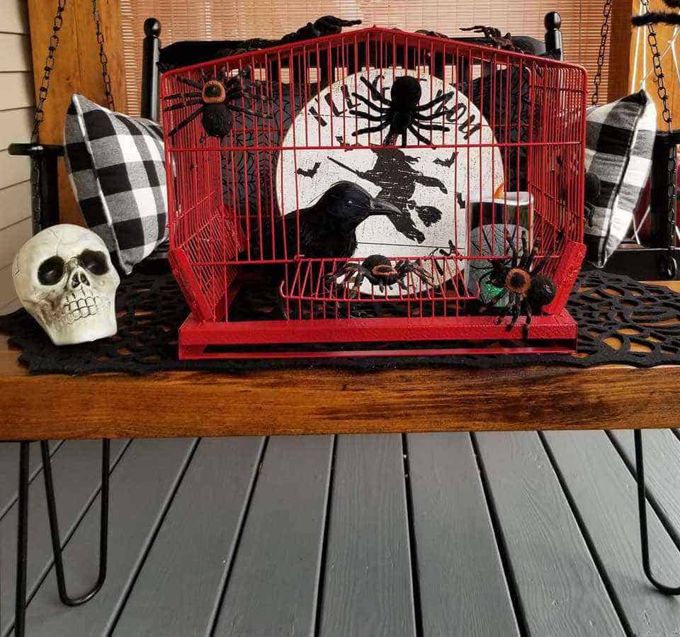 Halloween Decor Manufactured Home Porch Decor Crow Cage