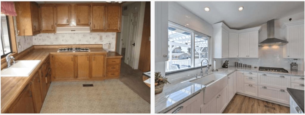 Malibu Million Dollar Mobile Home Marble Counter And Tile Backsplash Before And After