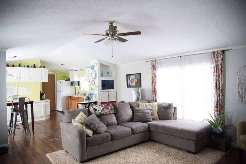 PA mobile home with cute colorful living room