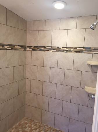 1998 Single Wide Manufactured Home bathroom gets tiled shower