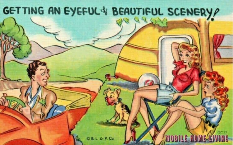 Risque Vintage Postcard Mobile Home 1