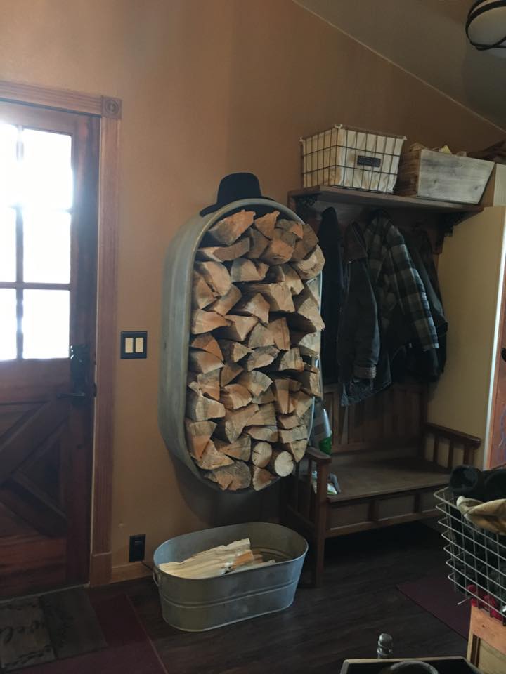 Tracey Fields Double Wide Manufactured Home Remodel Mud Room With Firewood Storage