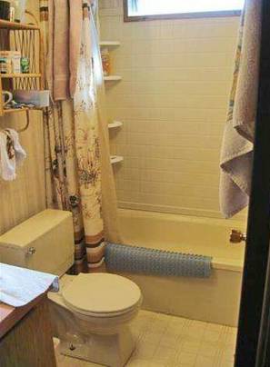 bathroom before manufactured home remodel and update - how one family weathered the economic collapse with style_