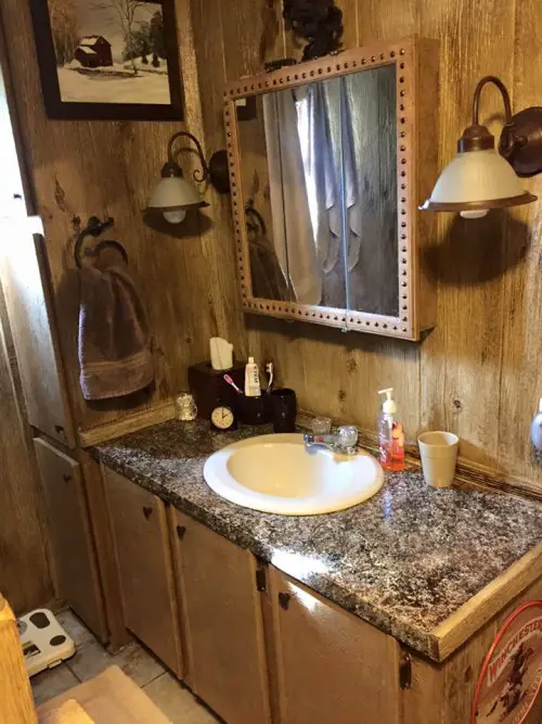 Bathroom vanity after rustic country style makeover