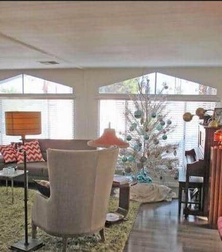 beautiful mid-century mobile home living room