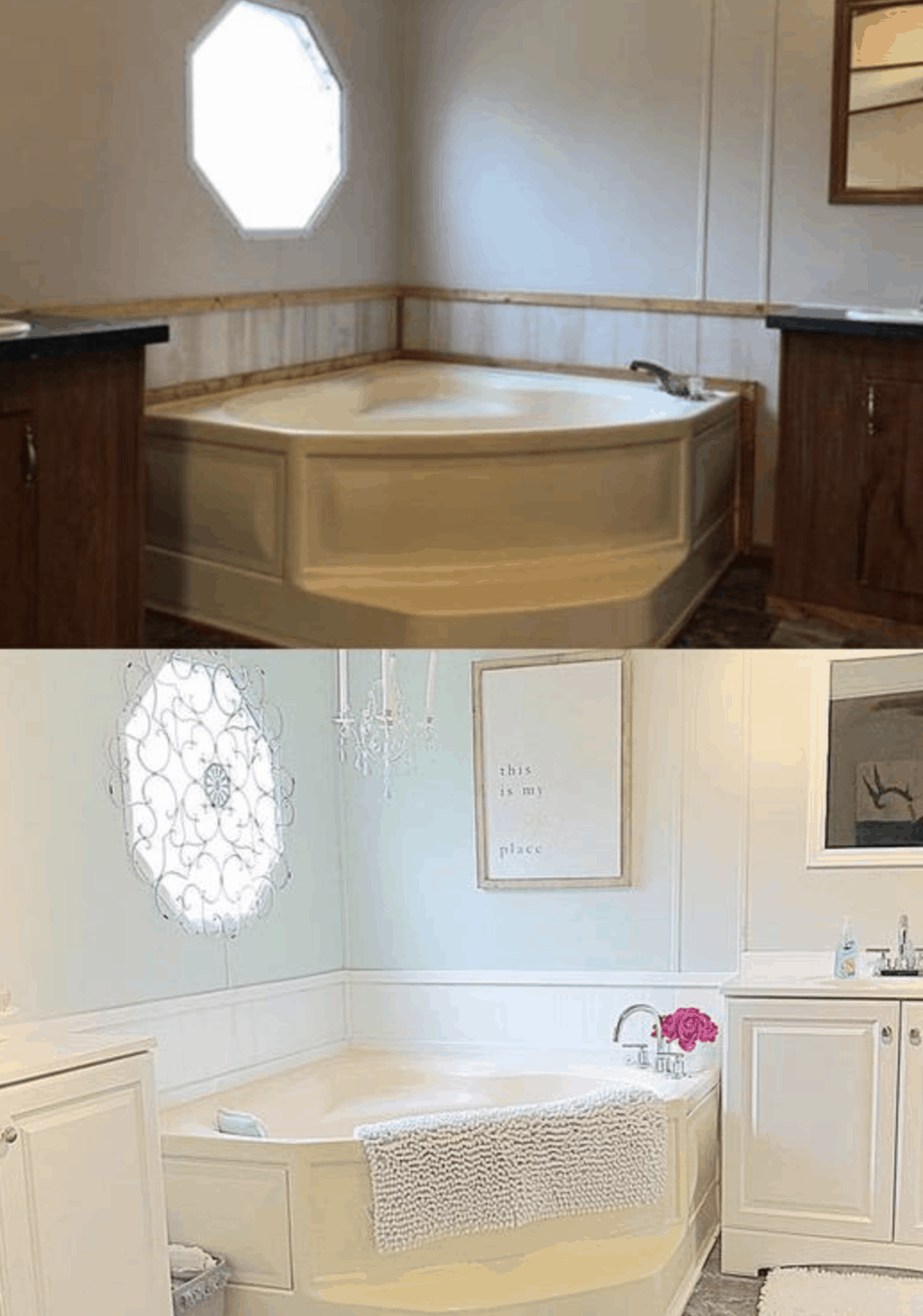 before and after mobile home bathtub restoration