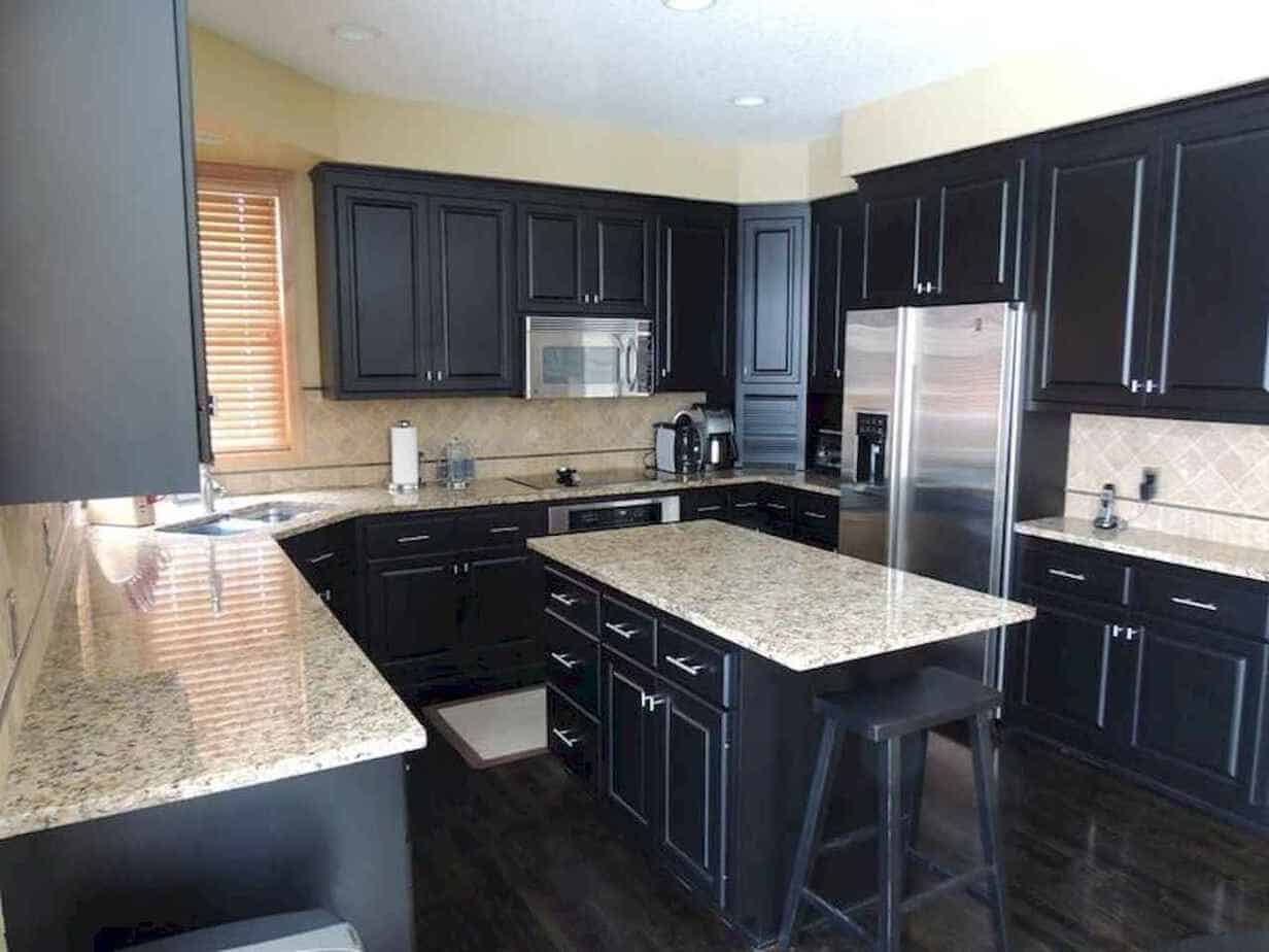 black cabinets with countertop