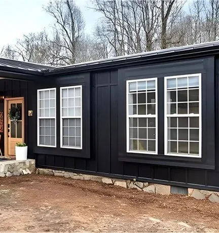 black siding on double wide 1
