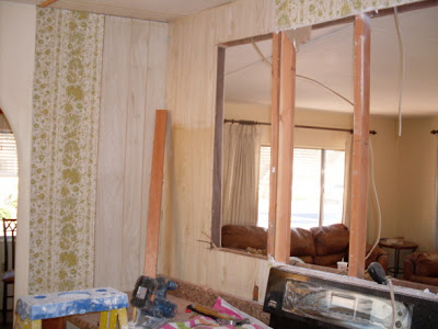 step 2 of removing a kitchen wall in a mobile home