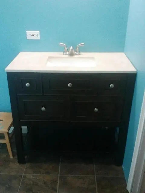 Double wide bathroom remodel-sink after