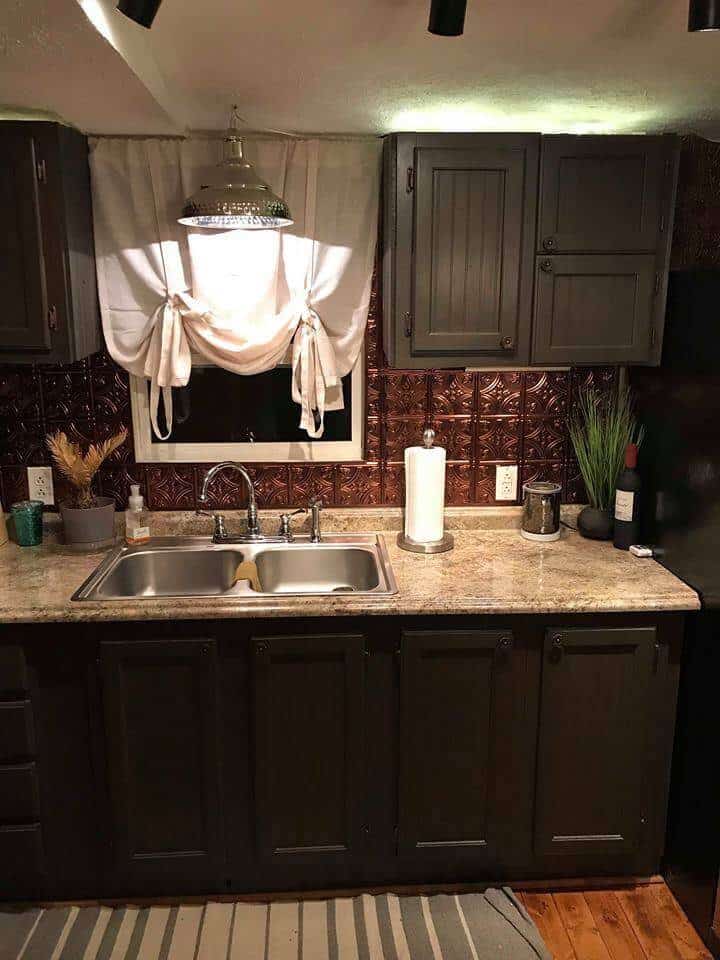 Brass Tin Ceiling Tile Look Backsplash 30k Farmhouse Style Mobile Home For Sale In Goode VA14 Copy